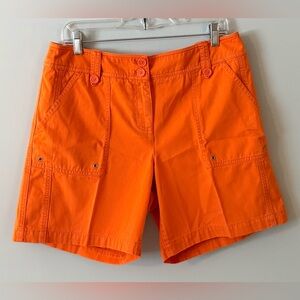 Jones Sport New York Women's Orange Cargo Cotton Shorts Size 12
